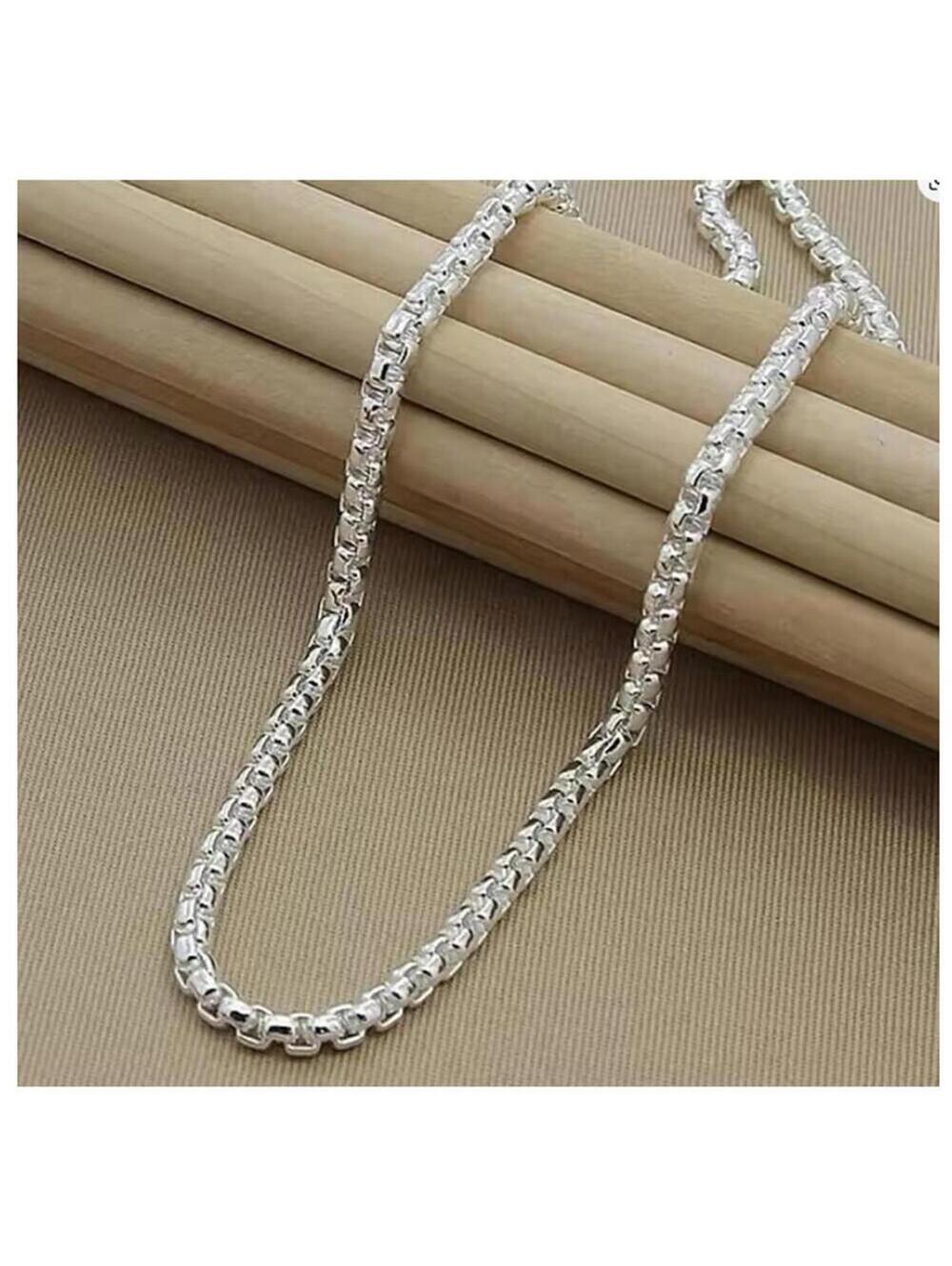 Round box chain necklace - silver- 4mm, 20'.